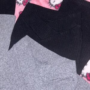 Black and Gray Knit Flare Leggings